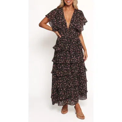 Petal And Pup Petal & Pup Wendi Print Tiered Maxi Dress In Black