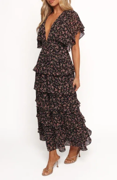Petal And Pup Petal & Pup Wendi Print Tiered Maxi Dress In Black