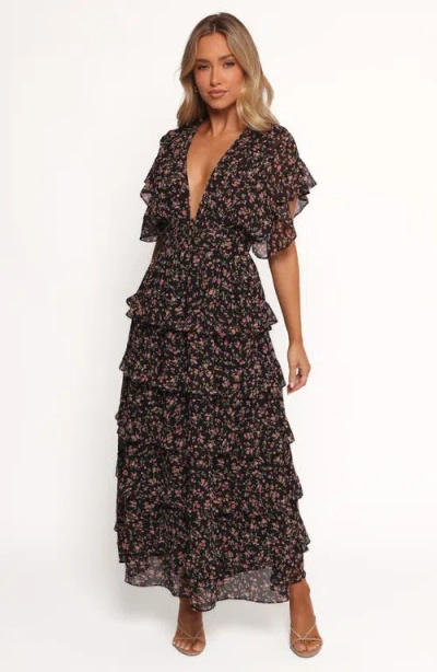 Petal And Pup Petal & Pup Wendi Print Tiered Maxi Dress In Black
