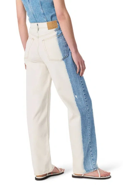 Rag & Bone Featherweight Logan Mid Rise Wide Leg Pants In Bleach Stripe In White