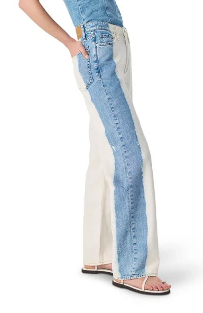 Rag & Bone Featherweight Logan Mid Rise Wide Leg Pants In Bleach Stripe In White