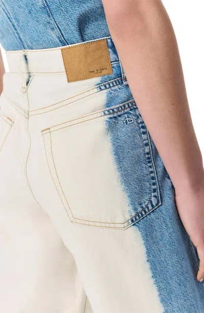 Rag & Bone Featherweight Logan Mid Rise Wide Leg Pants In Bleach Stripe In White