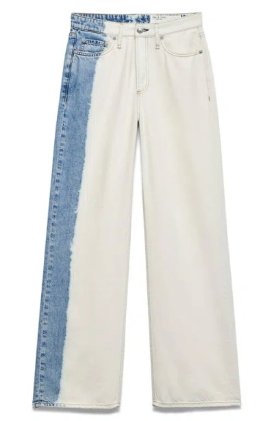 Rag & Bone Featherweight Logan Mid Rise Wide Leg Pants In Bleach Stripe In White