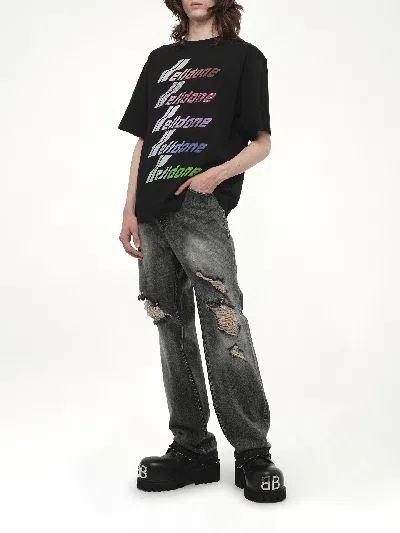 We11 Done Black Multi Rainbow Logo T-shirt In Black