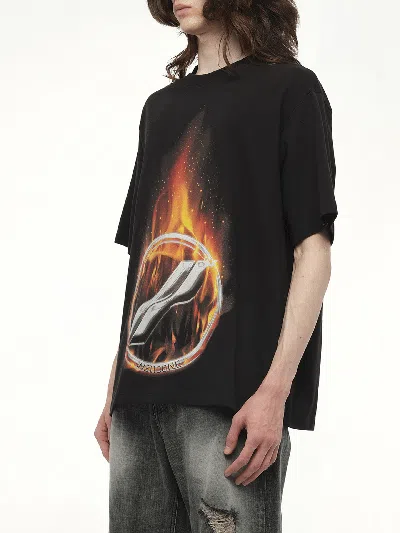 We11 Done Flame Logo T-shirt In Black
