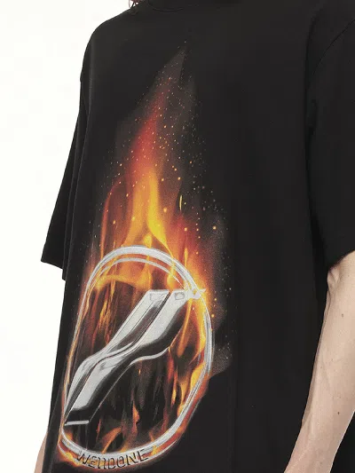We11 Done Flame Logo T-shirt In Black