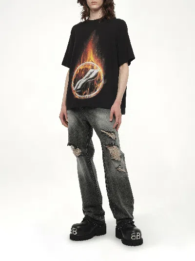 We11 Done Flame Logo T-shirt In Black
