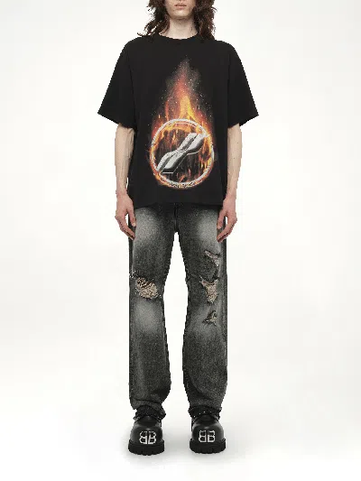 We11 Done Flame Logo T-shirt In Black