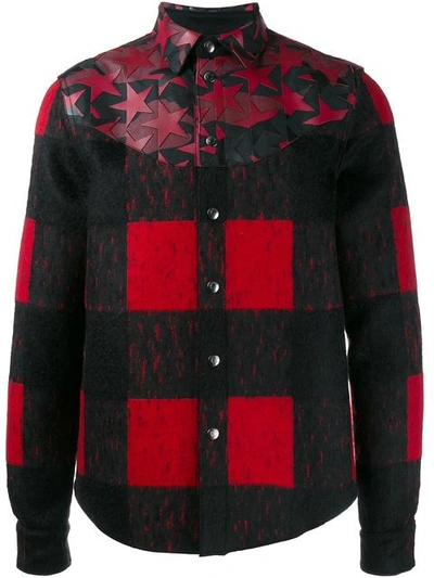 Valentino Plaid Jacquard Wool Mohair Jacket, Black/red