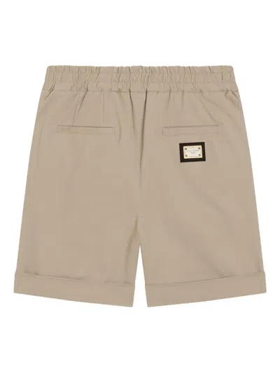 Dolce & Gabbana Logo-plaque Shorts In Brown