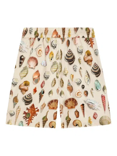 Dolce & Gabbana Seashell Drawstring Shorts In Brown