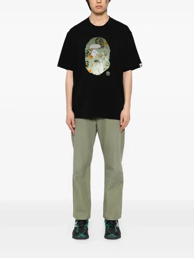 A Bathing Ape Logo-printed T-shirt In Black