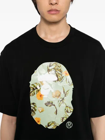 A Bathing Ape Logo-printed T-shirt In Black