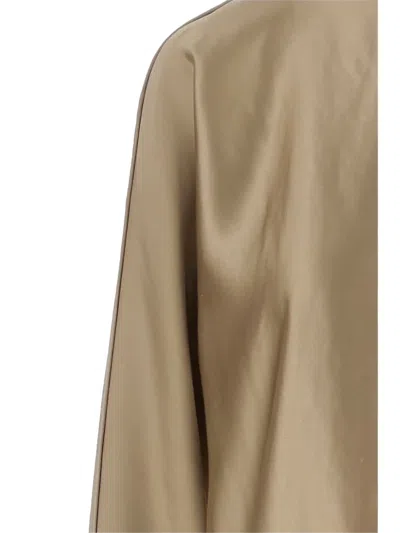 Giorgio Armani Golden Shiny Effect Silk Top In Brown