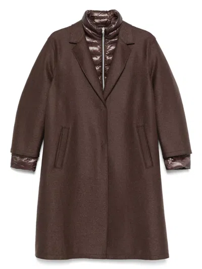 Herno Cappotto Lungo Con Piumino Staccabile Coat In Brown
