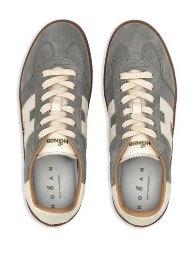 Hogan Suede Sneakers With Rubber Sole And Stitching In White