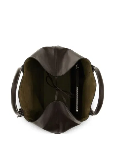 Hogan Dual Handle Metal Charm Shoulder Bag In Brown