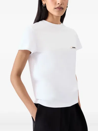 Jacquemus Roun Neck Cotton Logo T-shirt In White