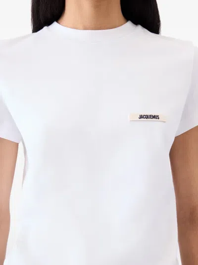 Jacquemus Roun Neck Cotton Logo T-shirt In White