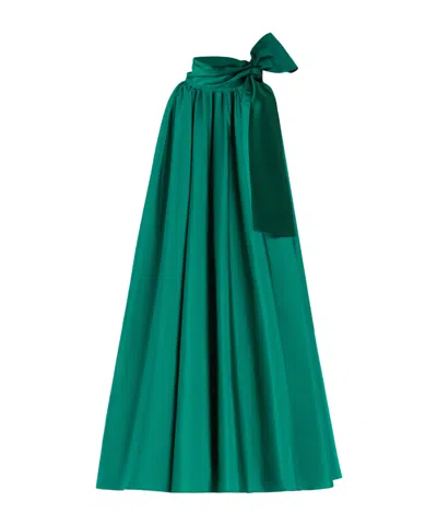 Max Mara Short, Sleeveless, Flared Dress With A Pleated Design That Cr In Green
