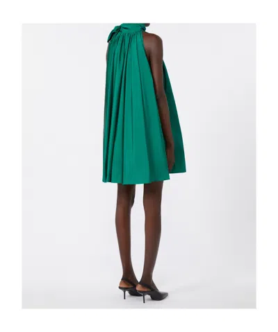 Max Mara Short, Sleeveless, Flared Dress With A Pleated Design That Cr In Green