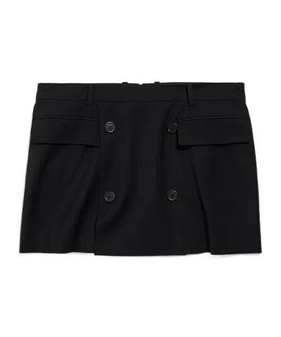 Balenciaga Women Viscose And Wool Twill Miniskirt In Black