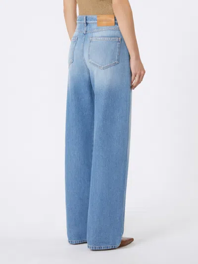 Max Mara Denim Trousers Wide-leg Faded Wash In Blue