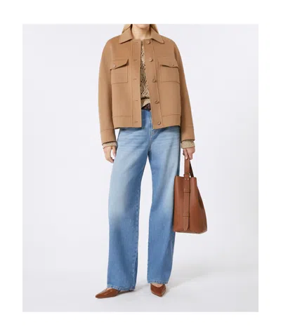 Max Mara Denim Trousers Wide-leg Faded Wash In Blue