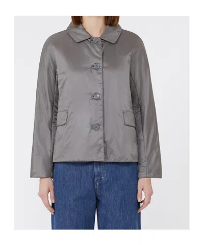 Max Mara Padded Jacket In Water-repellent Canvas In Gray