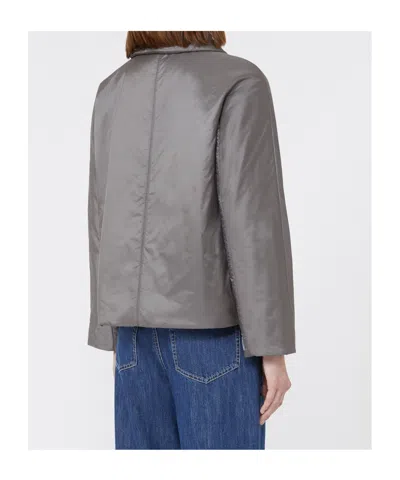 Max Mara Padded Jacket In Water-repellent Canvas In Gray
