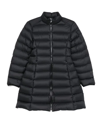 Moncler Puffer Jacket Long High Collar In Blue