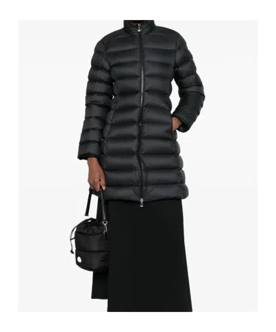 Moncler Puffer Jacket Long High Collar In Blue