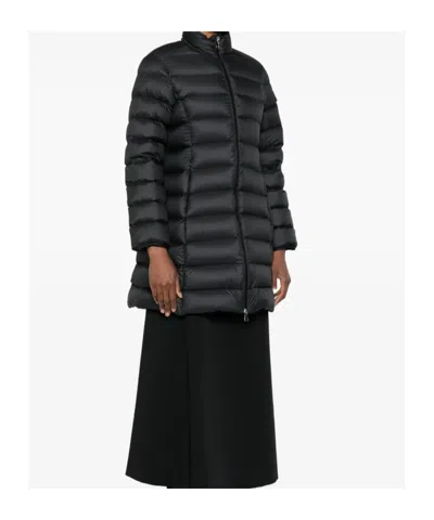 Moncler Puffer Jacket Long High Collar In Blue