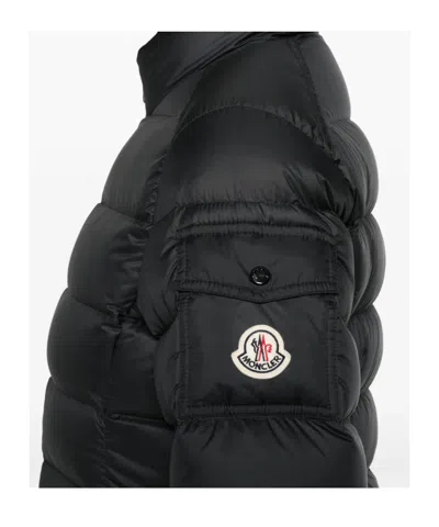 Moncler Puffer Jacket Long High Collar In Blue