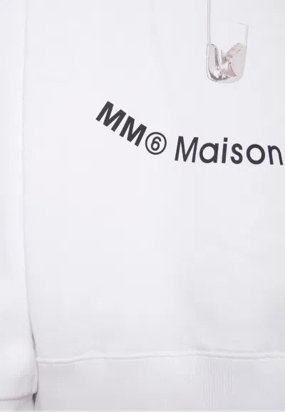 Mm6 Maison Margiela White Sweatshirt For Kids With Safety Pin