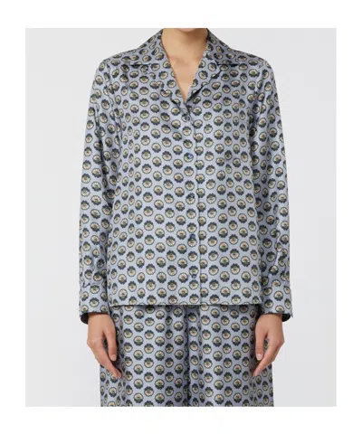 Max Mara Printed Silk Pyjama Shirt In Blue
