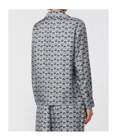 Max Mara Printed Silk Pyjama Shirt In Blue