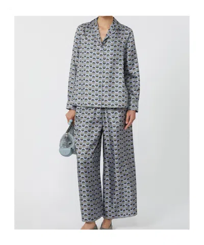 Max Mara Printed Silk Pyjama Shirt In Blue