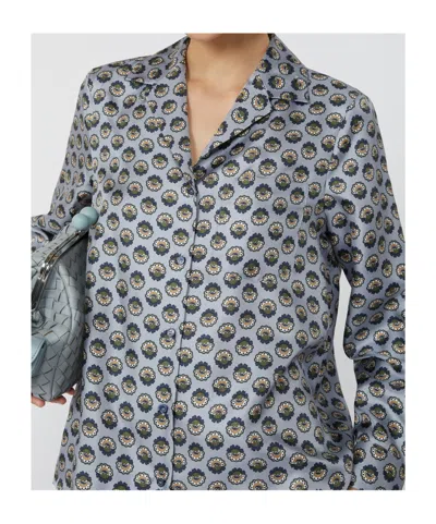 Max Mara Printed Silk Pyjama Shirt In Blue