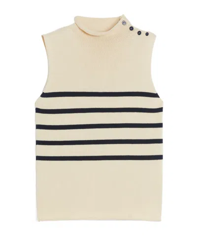 Weekend Max Mara Trofeo Placed Stripe Sleevless Cotton Sweater In White