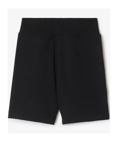 Burberry Cotton Shorts With Check Trims For Kids In Black