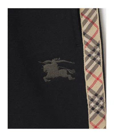 Burberry Cotton Shorts With Check Trims For Kids In Black