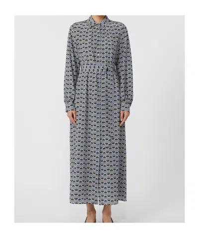 Weekend Max Mara Omens Avio Graphic-print Belted Silk Maxi Dress In Gold