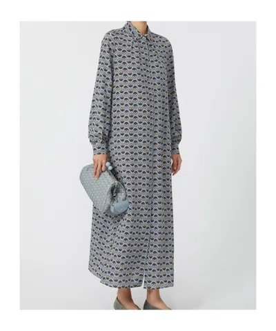 Weekend Max Mara Omens Avio Graphic-print Belted Silk Maxi Dress In Gold