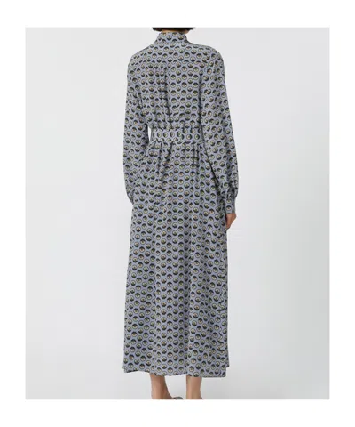 Weekend Max Mara Omens Avio Graphic-print Belted Silk Maxi Dress In Gold