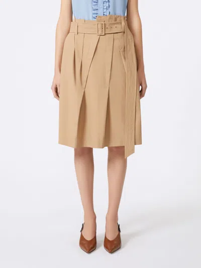 Max Mara Cotton Twill Skirt In Brown