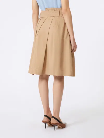 Max Mara Cotton Twill Skirt In Brown