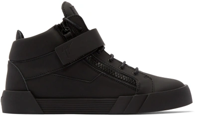 Shop Giuseppe Zanotti Black Leather Matte High-top Sneakers