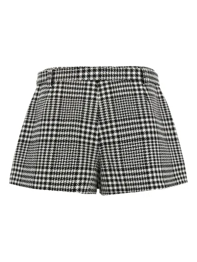 Self-portrait Houndstooth Wool Blend Mini Skirt In Gray