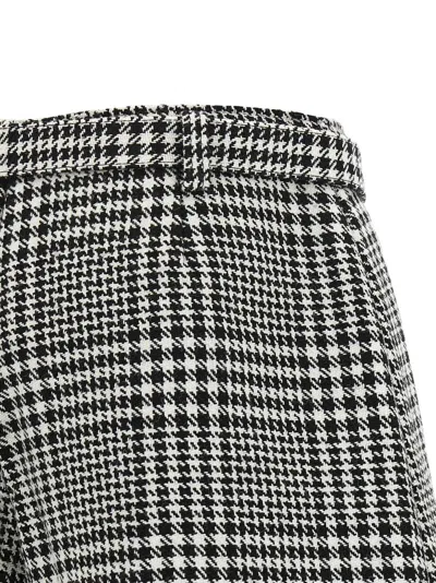 Self-portrait Houndstooth Wool Blend Mini Skirt In Gray